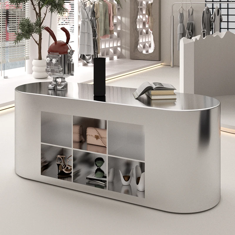 Clothing store Nakajima Taiwan water table Stainless steel brushed display stand Men's clothing store display table Product disp
Clothing store Nakajima Taiwan water table Stainless steel brushed display stand Men's clothing store display table Product disp