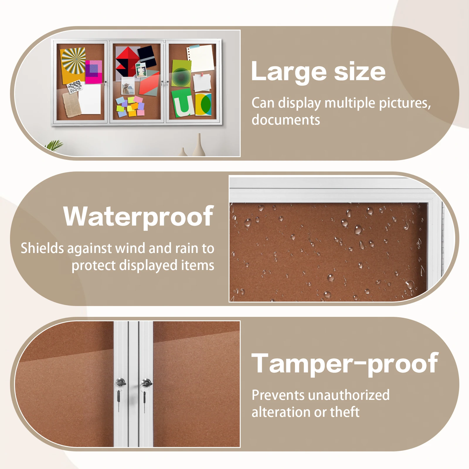 Tamper-Proof Lockable Noticeboard Aluminum Frame Enclosed Cork Board with Glass Locking Door for Home Office and Community Use
Tamper-Proof Lockable Noticeboard Aluminum Frame Enclosed Cork Board with Glass Locking Door for Home Office and Community Use