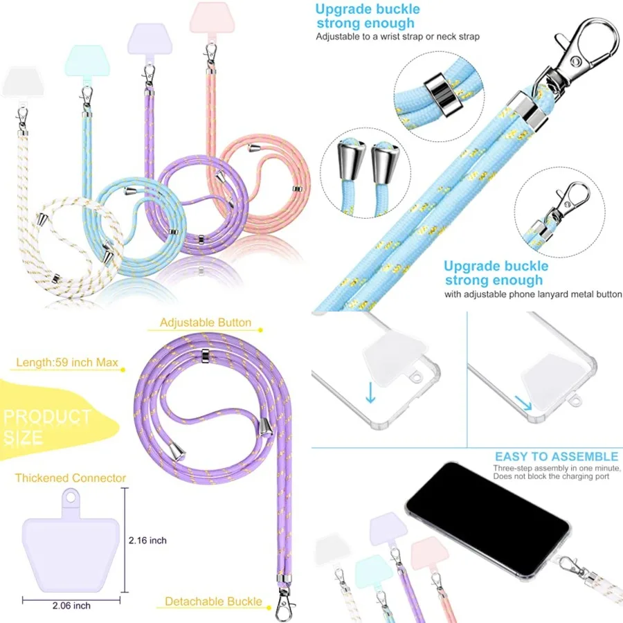 4 Pcs Phone Lanyard Crossbody Phone Strap Universal Cellphone Neck Lanyard with Patch for Women, Anti Theft
4 Pcs Phone Lanyard Crossbody Phone Strap Universal Cellphone Neck Lanyard with Patch for Women, Anti Theft