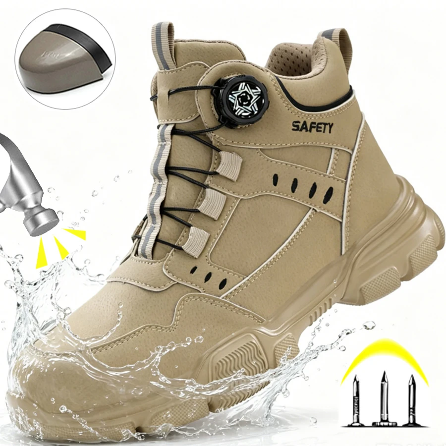 Men Steel Toe Safety Work Boots Anti-smash Puncture Proof Kevlar Midsole Waterproof Lightweight Industrial Shoes Rotary Buckle
Men Steel Toe Safety Work Boots Anti-smash Puncture Proof Kevlar Midsole Waterproof Lightweight Industrial Shoes Rotary Buckle