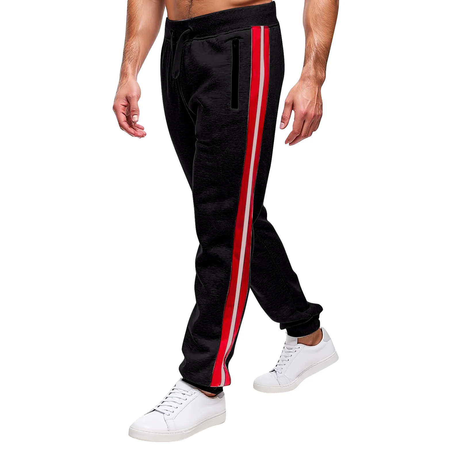 Men Sports Pants Casual Trousers with Zipper Pockets Side Stripes Elastic Waist Pull On Comfort Streetwear Gym Jogger Pants
Men Sports Pants Casual Trousers with Zipper Pockets Side Stripes Elastic Waist Pull On Comfort Streetwear Gym Jogger Pants