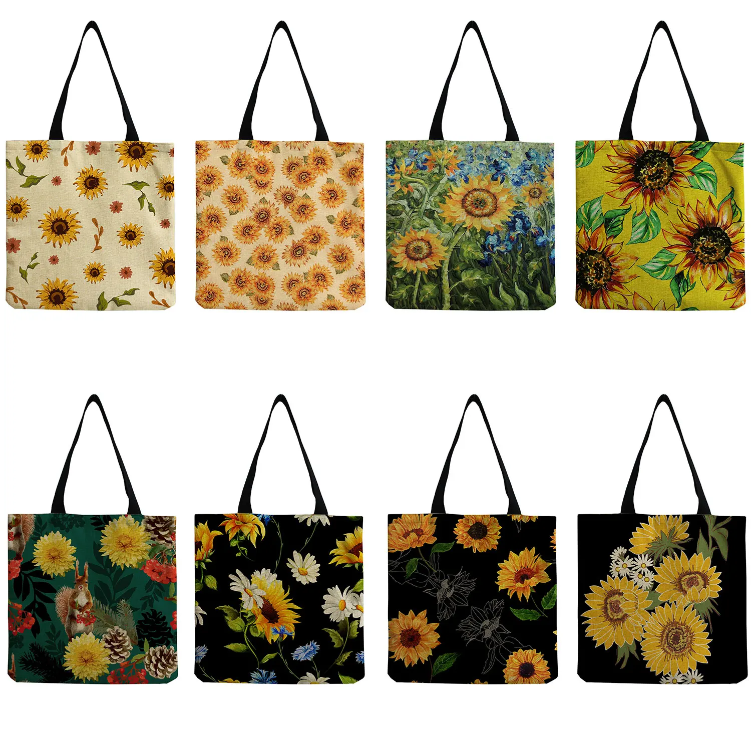 Black Sunflower Print Handbags For Women Foldable Shopping Bags Plant Floral Tote Bag Storage Large Capacity Travel Shoulder Bag
Black Sunflower Print Handbags For Women Foldable Shopping Bags Plant Floral Tote Bag Storage Large Capacity Travel Shoulder Bag