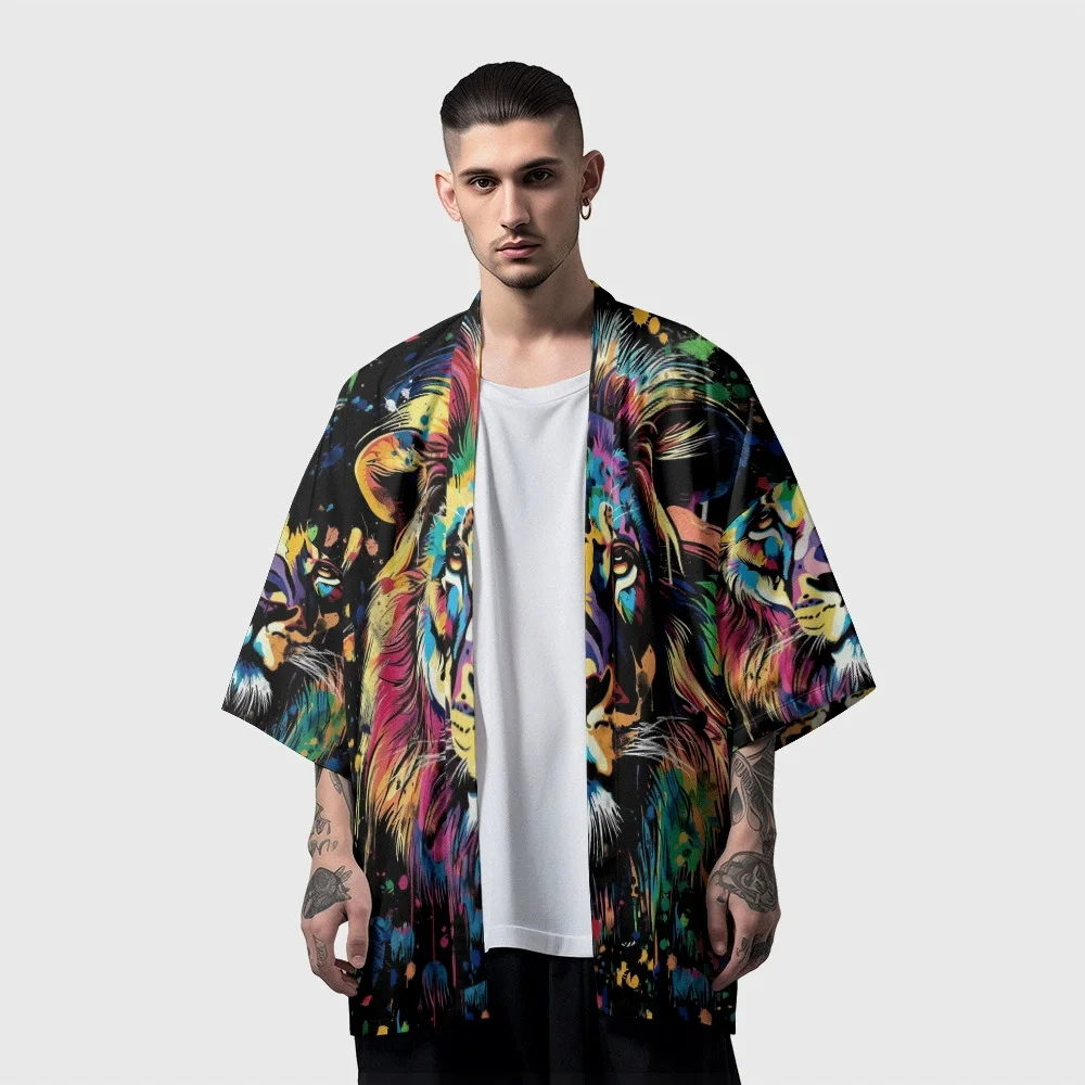Summer Beach Tiger Print Fashion Cardigan Haori Casual Women Loose Shirts Kimono Japanese Style Streetwear Men Plus Size
Summer Beach Tiger Print Fashion Cardigan Haori Casual Women Loose Shirts Kimono Japanese Style Streetwear Men Plus Size