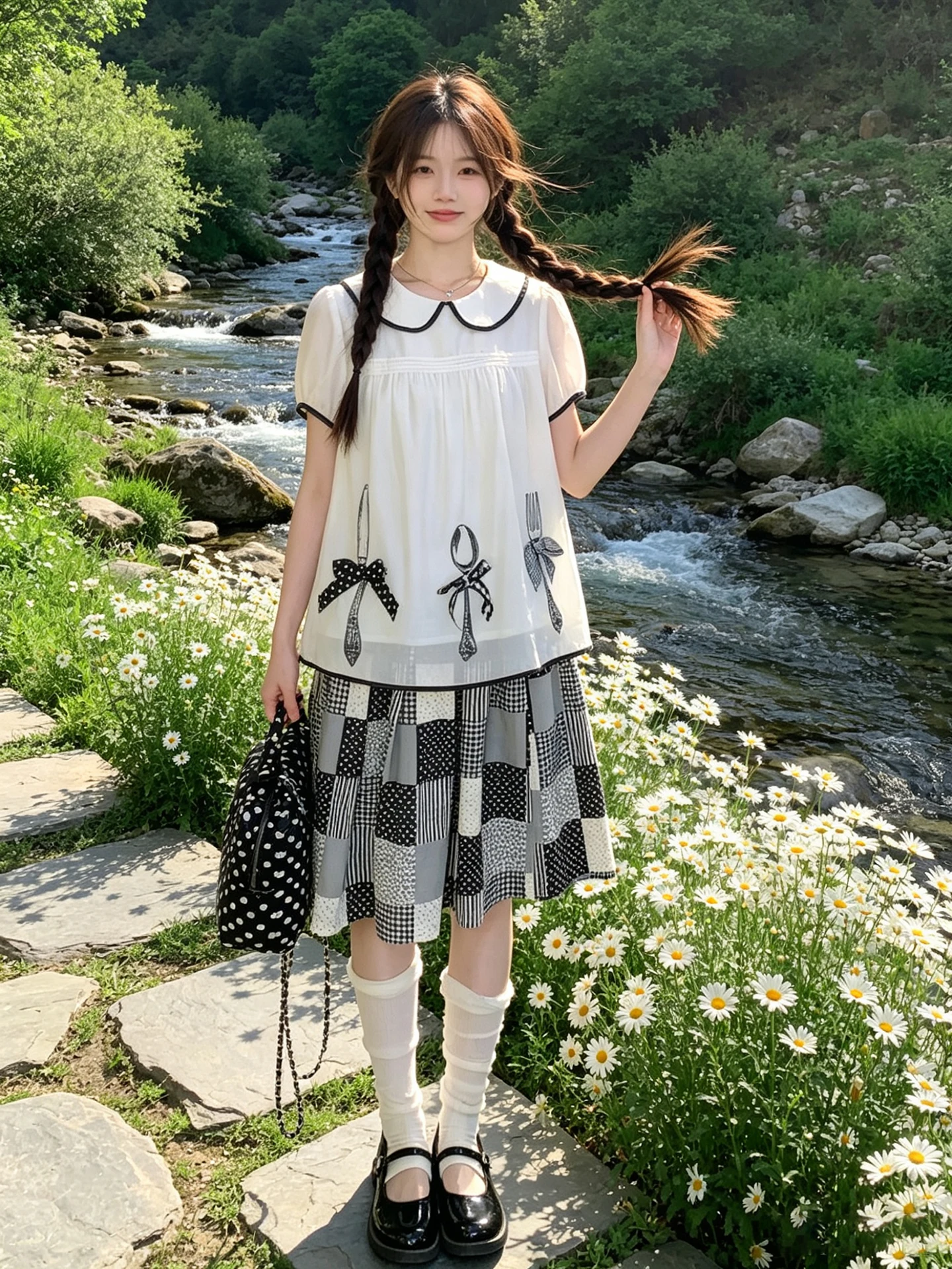 Girls Sweet Style Embroidered Knot Short Sleeve Shirt Doll Collar Top And Plaid A-Line Skirt Set Summer Fashion
Girls Sweet Style Embroidered Knot Short Sleeve Shirt Doll Collar Top And Plaid A-Line Skirt Set Summer Fashion