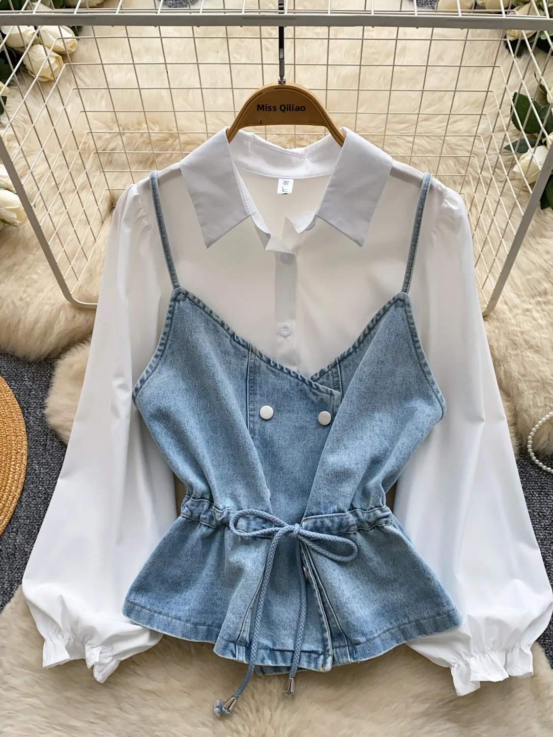 Korean Commuter Style Shirt And Denim Vest Two Piece Set Women's Slimming Fashionable Autumn High Waist Ensemble
Korean Commuter Style Shirt And Denim Vest Two Piece Set Women's Slimming Fashionable Autumn High Waist Ensemble