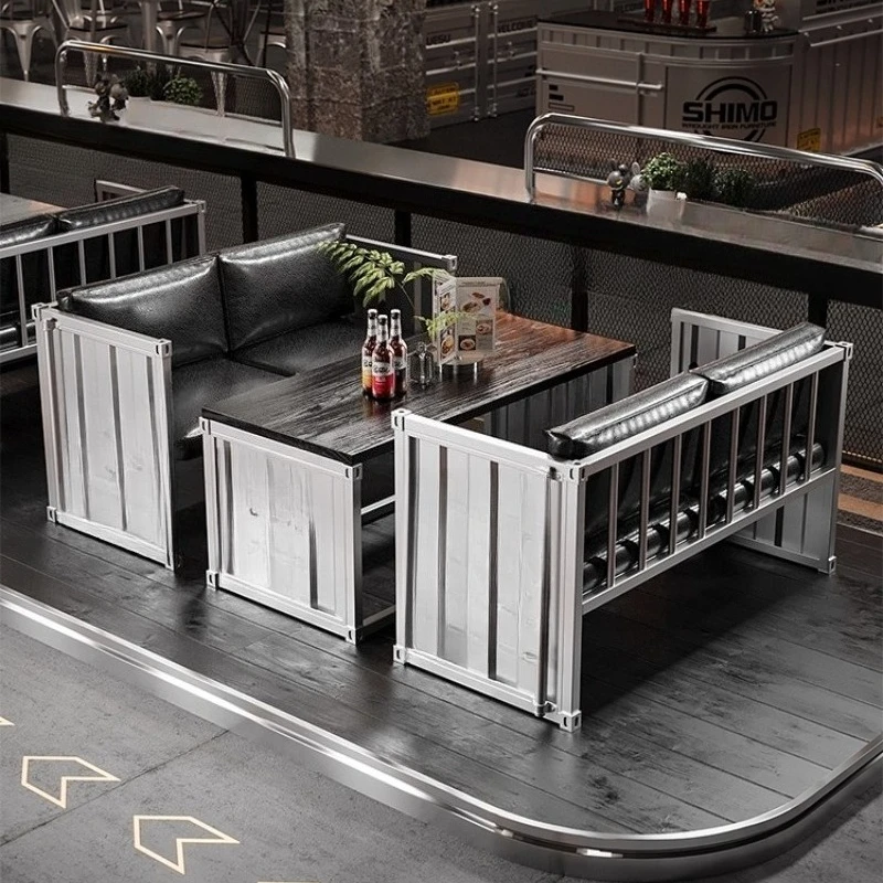 Комбинация стола и стула для магазина чая с молоком в индустриальном стиле, диван из кованого железа
Комбинация стола и стула для магазина чая с молоком в индустриальном стиле, диван из кованого железа