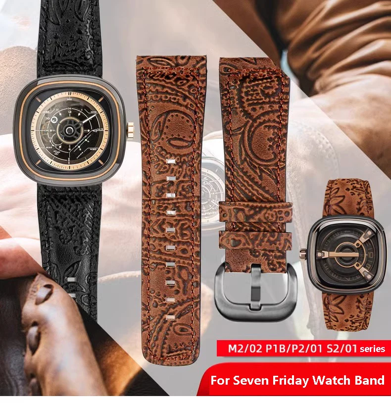 Ремешок для часов первого слоя из воловьей кожи для Seven Friday SF-M2/02 SF-M3/01, ремешок из натуральной кожи, мужской браслет с большим циферблатом 28 мм
Ремешок для часов первого слоя из воловьей кожи для Seven Friday SF-M2/02 SF-M3/01, ремешок из натуральной кожи, мужской браслет с большим циферблатом 28 мм