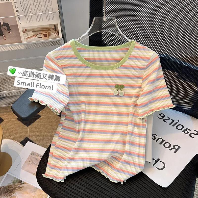 Summer Short Sleeve T-Shirt Women's Sweet And Spicy Girl Elegant Top Wooden Sample Garment Floral Embellishment Regular ...
Summer Short Sleeve T-Shirt Women's Sweet And Spicy Girl Elegant Top Wooden Sample Garment Floral Embellishment Regular ...