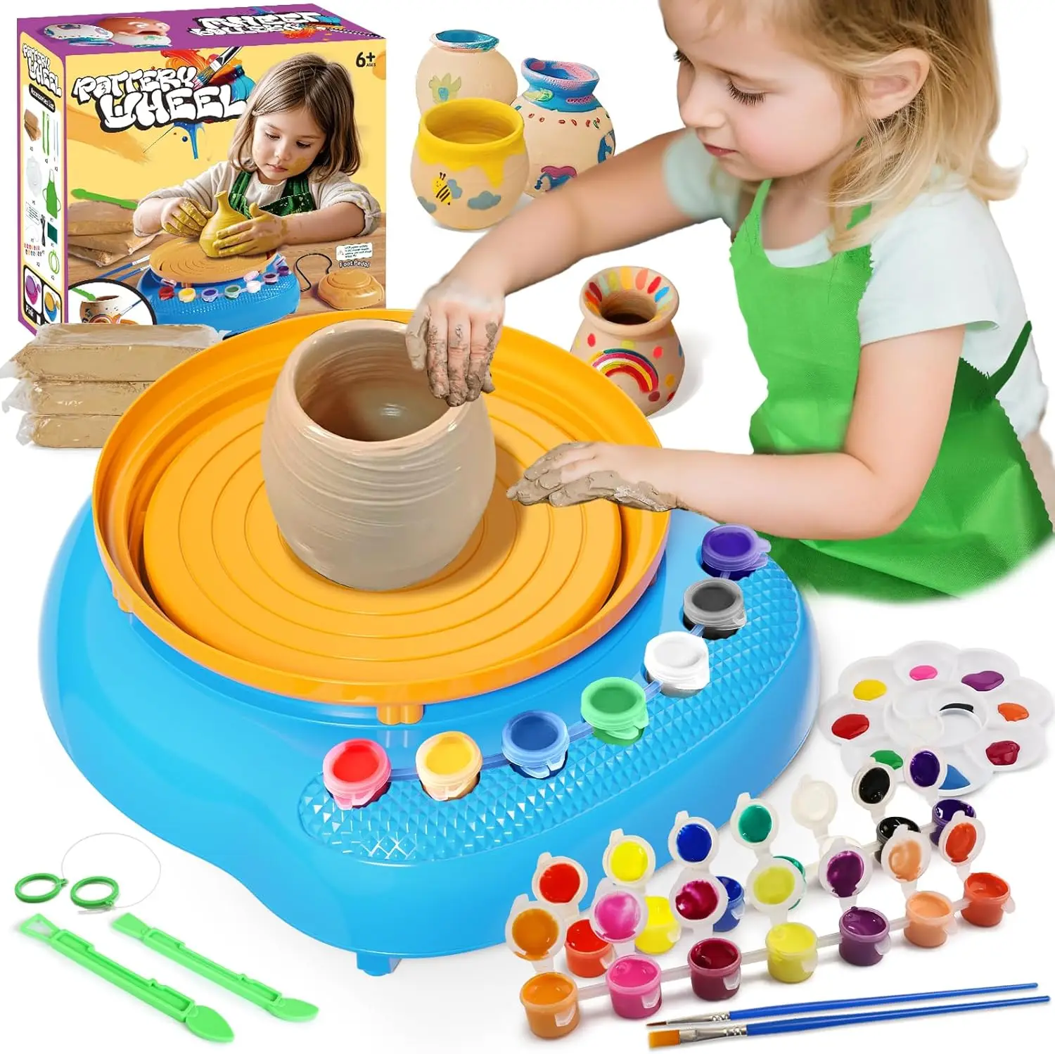 Kids Pottery Wheel Kit with Air Dry Clay - Arts Crafts Toy for Ages 8-12, Birthday Gift Blue
Kids Pottery Wheel Kit with Air Dry Clay - Arts Crafts Toy for Ages 8-12, Birthday Gift Blue