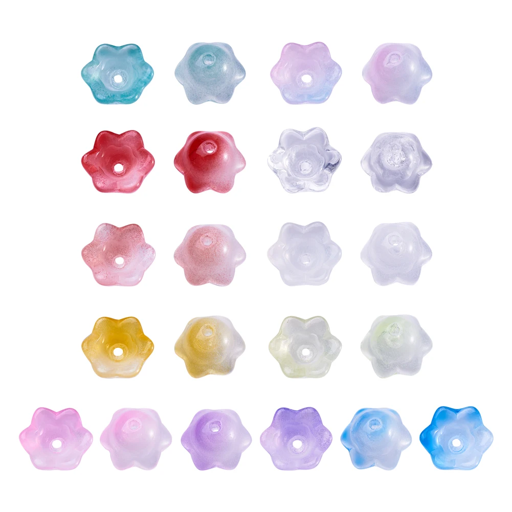 100Pcs Flower Glass Bead Caps Transparent Spray Painted Glass Beads for Wind Chimes Home Crafts Making Decor Gifts 7x11.5x11.5mm
100Pcs Flower Glass Bead Caps Transparent Spray Painted Glass Beads for Wind Chimes Home Crafts Making Decor Gifts 7x11.5x11.5mm