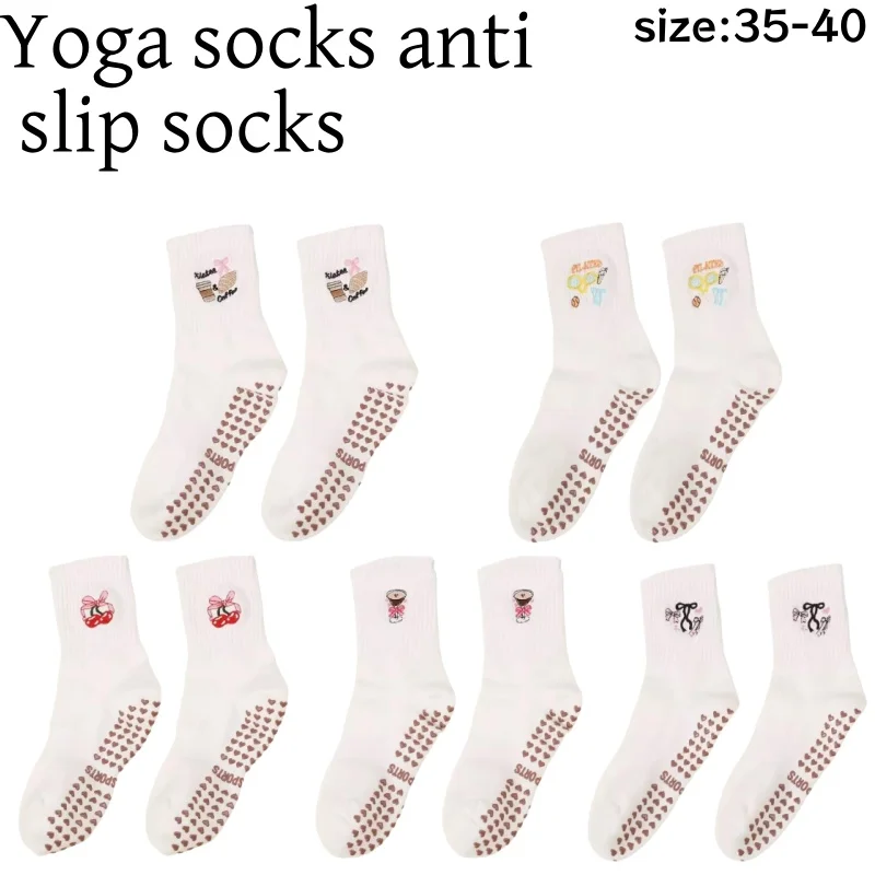 Yoga Socks 35-40 Women Cotton Cherry Embroidered Lettuce-Edge Dot Silicone Non-slip Grip Pilates Crew Socks
Yoga Socks 35-40 Women Cotton Cherry Embroidered Lettuce-Edge Dot Silicone Non-slip Grip Pilates Crew Socks