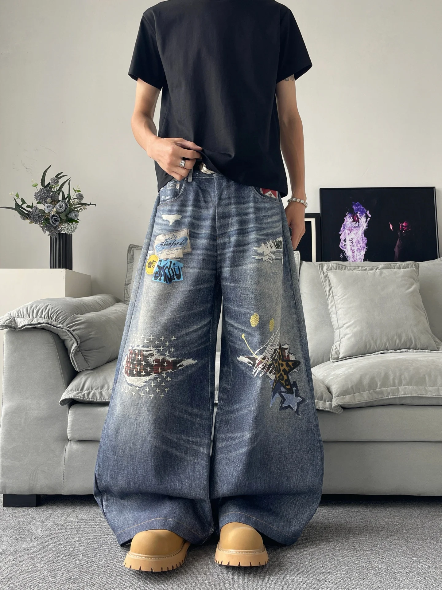 American Street Style 3D Print Curved Knife Wide Leg Jeans Men Summer Loose Baggy Floor-Length Banana Pants Casual Jeans
American Street Style 3D Print Curved Knife Wide Leg Jeans Men Summer Loose Baggy Floor-Length Banana Pants Casual Jeans