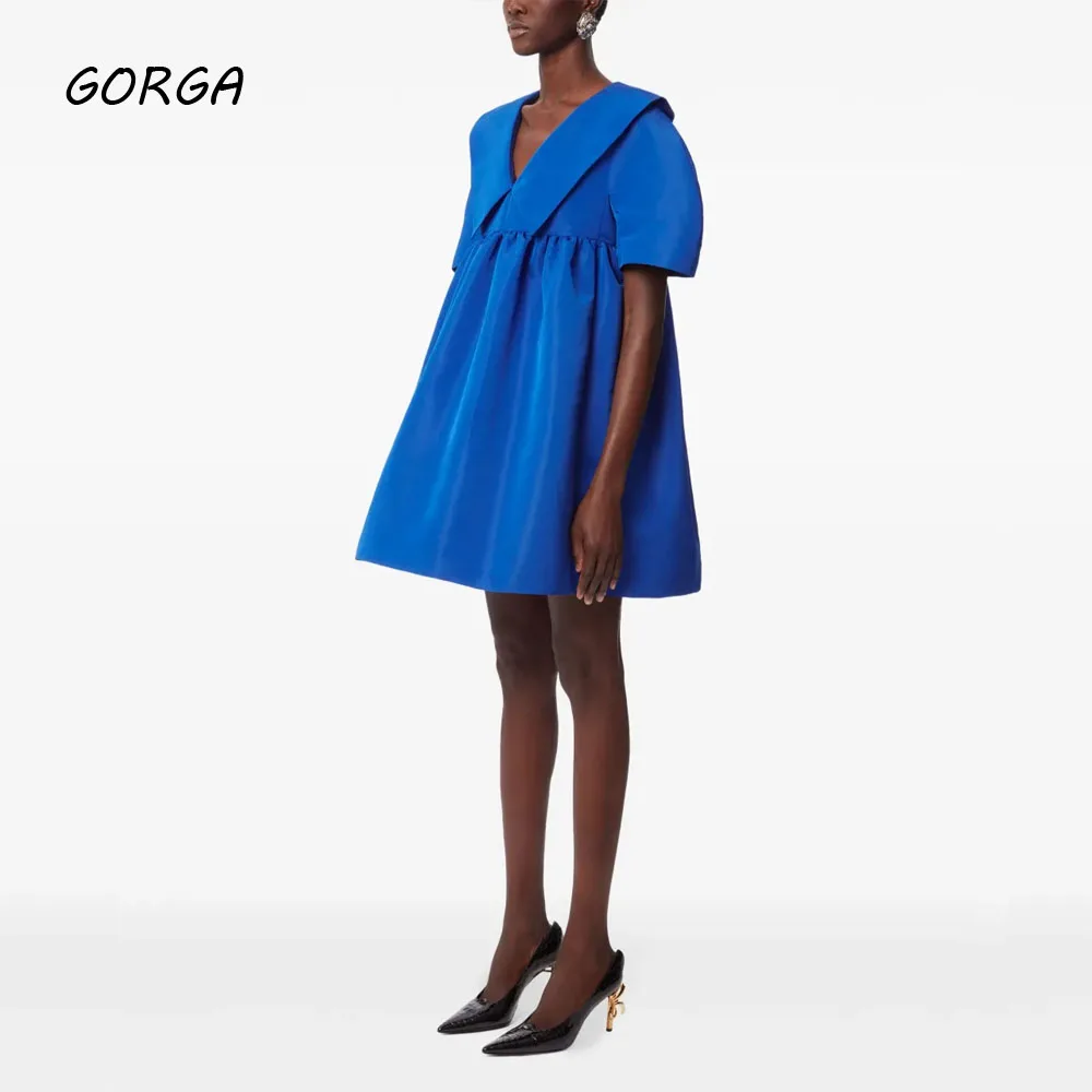 GORGA Customized Blue Simple Knee-Length Taffeta Fomal Evening Dress V-Neck Prom Dress Short Sleeves 2025 A-Line Party Dress
GORGA Customized Blue Simple Knee-Length Taffeta Fomal Evening Dress V-Neck Prom Dress Short Sleeves 2025 A-Line Party Dress