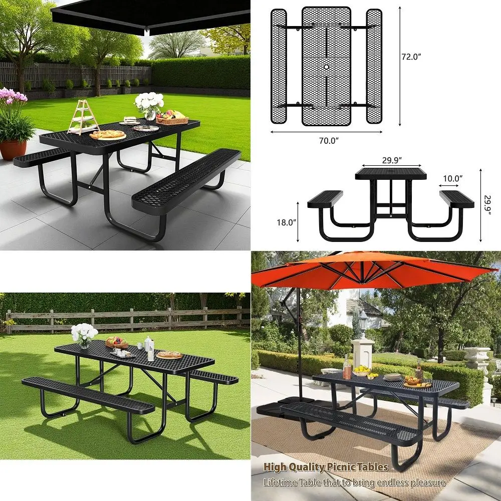 FT Metal Picnic Tables for Outside, Outdoor Coated Steel Heavy Duty Commercial Picnic Table with Benches, Patio Table Rectangul
FT Metal Picnic Tables for Outside, Outdoor Coated Steel Heavy Duty Commercial Picnic Table with Benches, Patio Table Rectangul