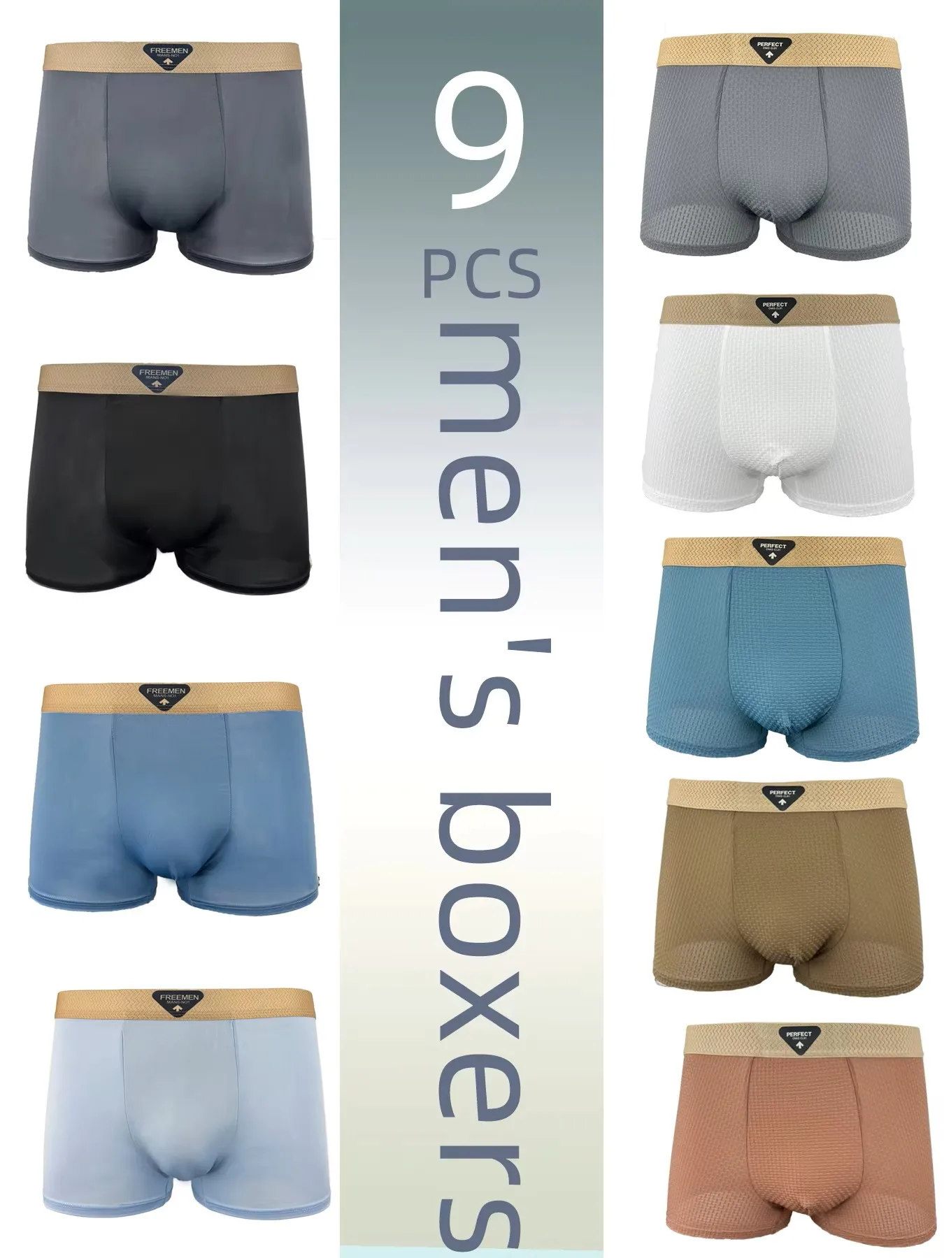 9-Piece Men's Ice Silk Boxer Set: Ice Silk & Bubble Ice Silk Combination, Breathable & Skin-Friendly Without Stuffiness
9-Piece Men's Ice Silk Boxer Set: Ice Silk & Bubble Ice Silk Combination, Breathable & Skin-Friendly Without Stuffiness
