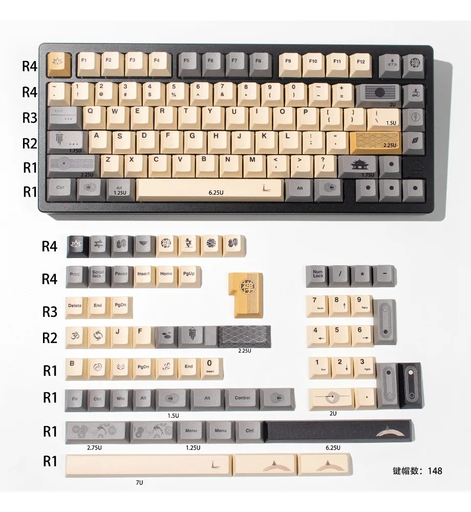 Keycap PBT Sublimation Original Factory Adaptation Wooting and other mechanical keyboards Zen beige/gray/yellow
Keycap PBT Sublimation Original Factory Adaptation Wooting and other mechanical keyboards Zen beige/gray/yellow