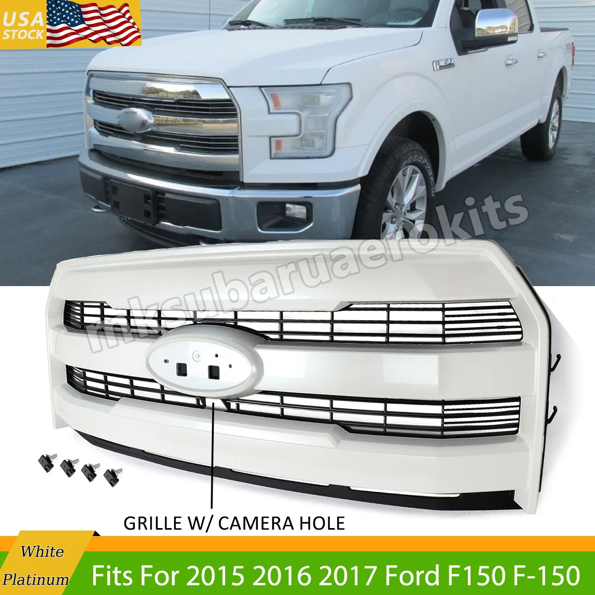 For Ford F150 F-150 Front Grille Assembly 2015 2016 2017 Lariat Style Grille With Camera Hole White Platinum & Black UG Magickit
For Ford F150 F-150 Front Grille Assembly 2015 2016 2017 Lariat Style Grille With Camera Hole White Platinum & Black UG Magickit