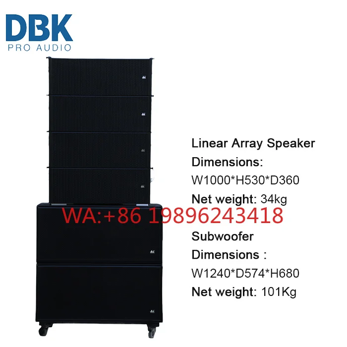 DBK Custom Active Dual 12 Inch Line Array Speaker with Dual 18 Inch Subwoofer Audio Sound PA System for Church
