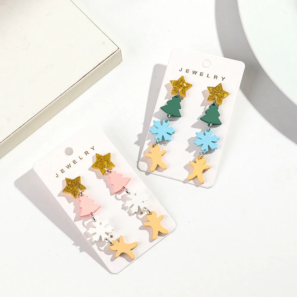 New Cute Christmas Tree Snowflake Gingerbread Man Acrylic Long Drop Earrings for Women Girls New Year Party Jewelry Gifts
New Cute Christmas Tree Snowflake Gingerbread Man Acrylic Long Drop Earrings for Women Girls New Year Party Jewelry Gifts