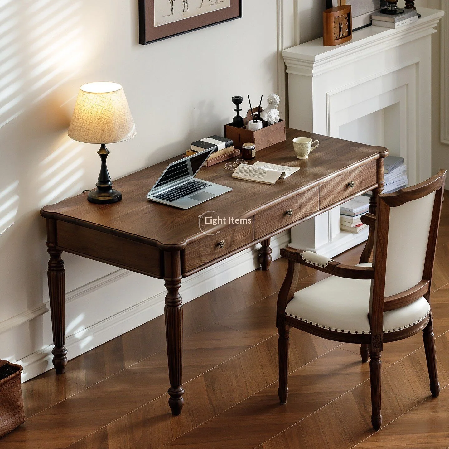 #American-style Solid Black Walnut Vintage Study Office Computer Desk with Storage Drawers No Assembly Required
#American-style Solid Black Walnut Vintage Study Office Computer Desk with Storage Drawers No Assembly Required