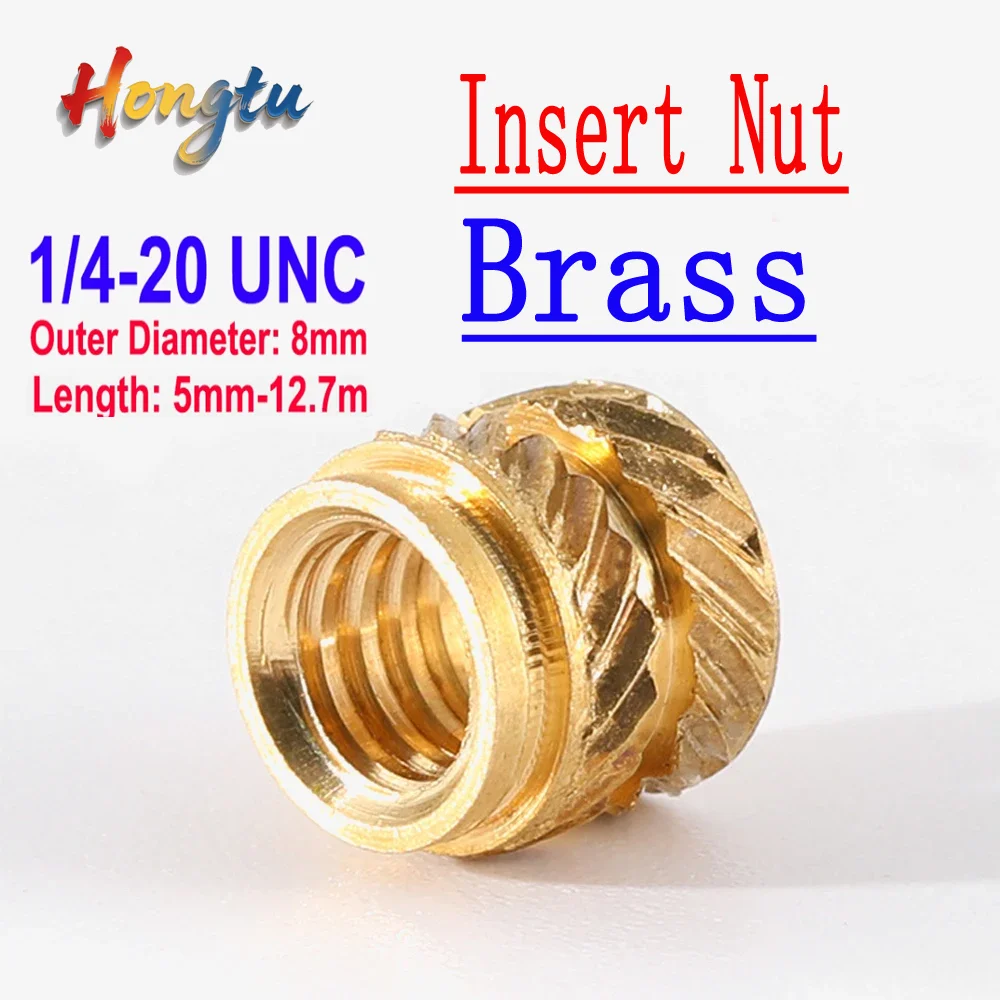 Hongtu Brass Hot Melt Knurled Insert Nuts - 1/4-20 UNC Thread, Heat Injection Molding Embedment, Copper Nuts for 3D Printers
Hongtu Brass Hot Melt Knurled Insert Nuts - 1/4-20 UNC Thread, Heat Injection Molding Embedment, Copper Nuts for 3D Printers