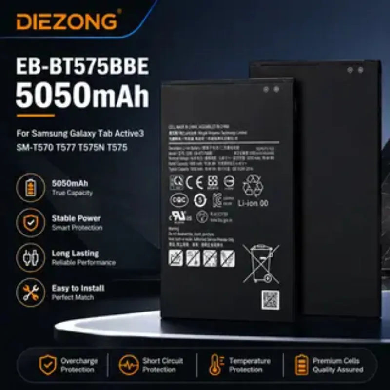 High-Quality EB-BT575BBE 5050mAh 3.85V Battery for Samsung Galaxy Tab Active3 SM-T570 T577 T575N T575 Replacement Tablet Battery
High-Quality EB-BT575BBE 5050mAh 3.85V Battery for Samsung Galaxy Tab Active3 SM-T570 T577 T575N T575 Replacement Tablet Battery