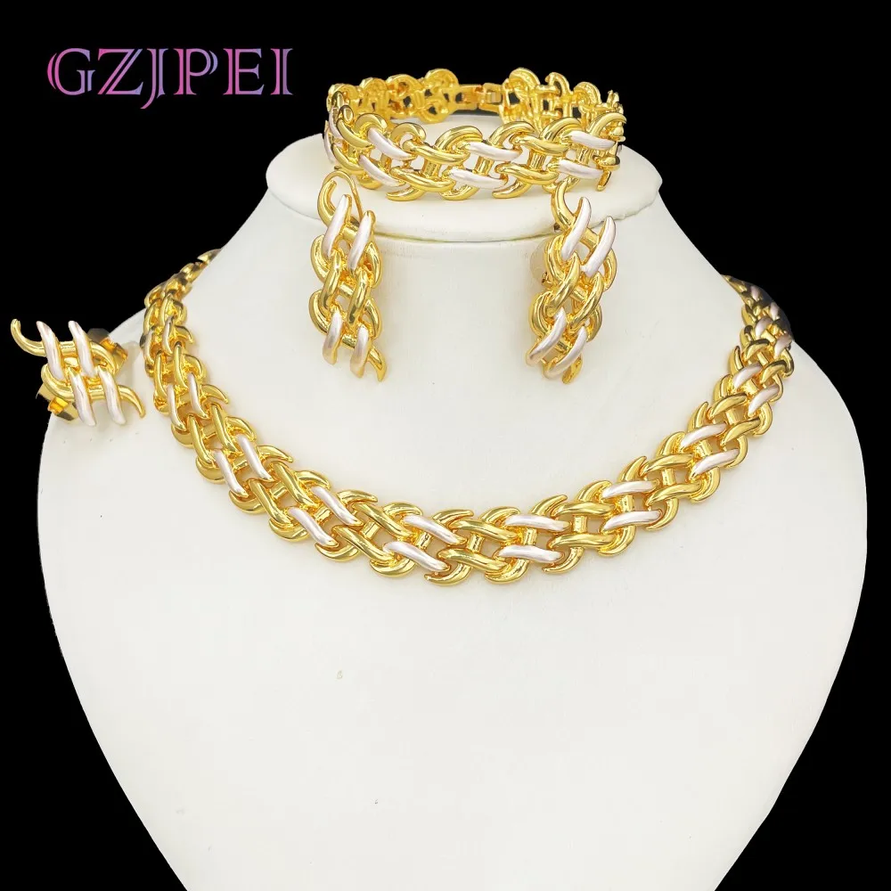 GZJPEI 4 Pcs Women Jewelry Set Dubai Gold Plated Necklace Chain Bracelet Stud Earring Big Ring 2025 New Wedding Jewellery Gifts
GZJPEI 4 Pcs Women Jewelry Set Dubai Gold Plated Necklace Chain Bracelet Stud Earring Big Ring 2025 New Wedding Jewellery Gifts