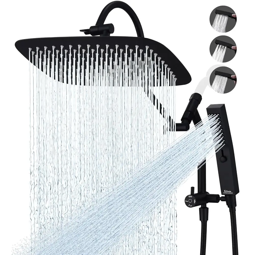 AllexpreskAll Metal 12 Inch Shower Head with Massage Mode Handheld, Rain Shower Head with Handheld Spray Combo, 3-Way Diverter w
AllexpreskAll Metal 12 Inch Shower Head with Massage Mode Handheld, Rain Shower Head with Handheld Spray Combo, 3-Way Diverter w