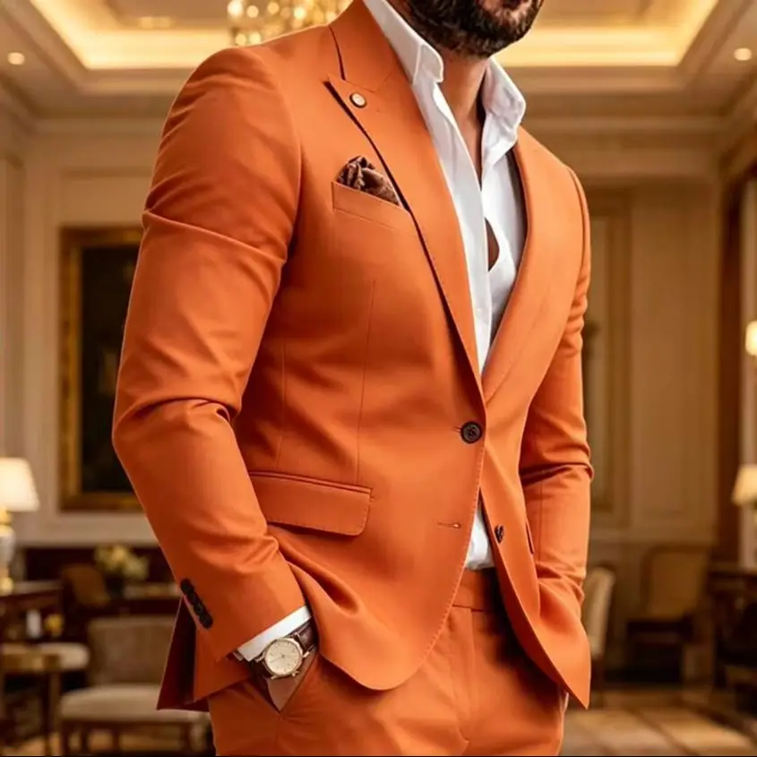 Orange Groom Men Suits Tuxedos for Wedding Slim Fit Business Men Suits Latest Design 2 Piece Blazer with Pants Set Male Fashion
Orange Groom Men Suits Tuxedos for Wedding Slim Fit Business Men Suits Latest Design 2 Piece Blazer with Pants Set Male Fashion