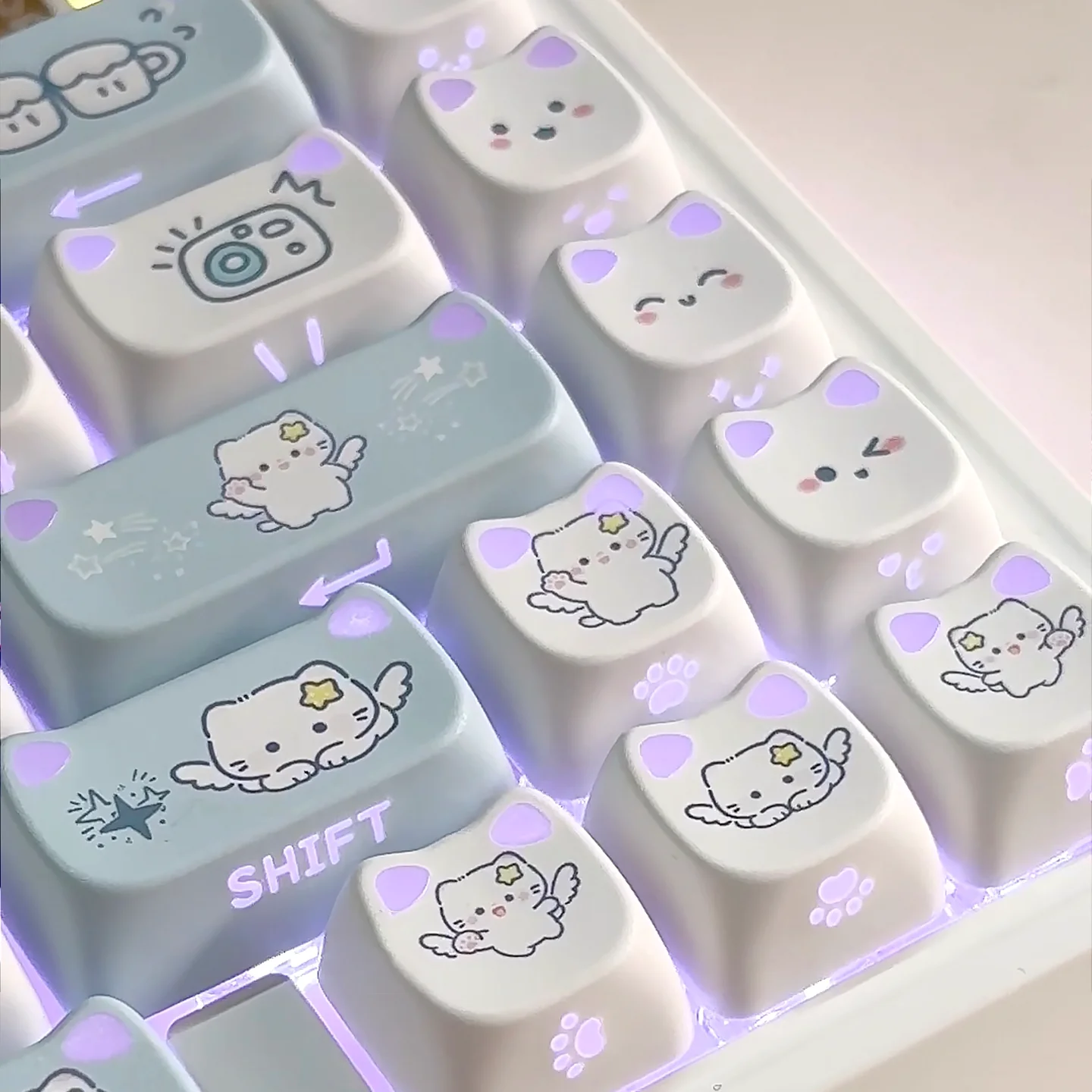 URE Kitty Land Keycaps RGB font Ear shine through Cherry profile PBT double shot Emoji keycaps for MX Mechanical Keyboard
URE Kitty Land Keycaps RGB font Ear shine through Cherry profile PBT double shot Emoji keycaps for MX Mechanical Keyboard