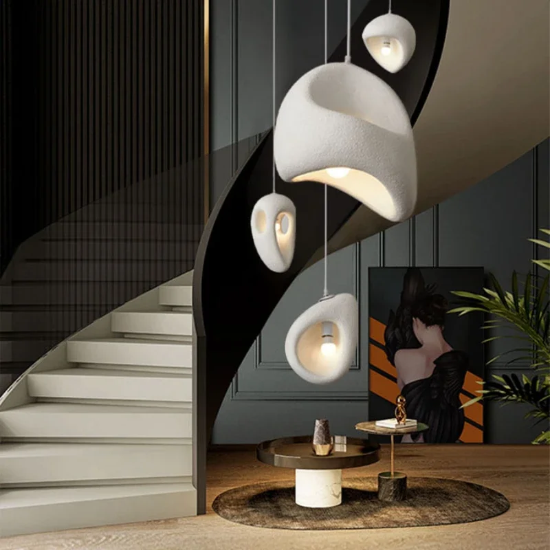 Nordic restaurant pendant light staircase Wabi Sabi E27 LED pendant light resin Japanese minimalist irregular pendant light
Nordic restaurant pendant light staircase Wabi Sabi E27 LED pendant light resin Japanese minimalist irregular pendant light
