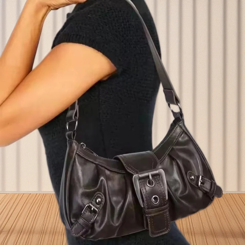 Y2K Retro Shoulder Bag For Women, Maillard Pleated Rivet Armpit Bag, Trendy PU Leather Crossbody Bag
Y2K Retro Shoulder Bag For Women, Maillard Pleated Rivet Armpit Bag, Trendy PU Leather Crossbody Bag