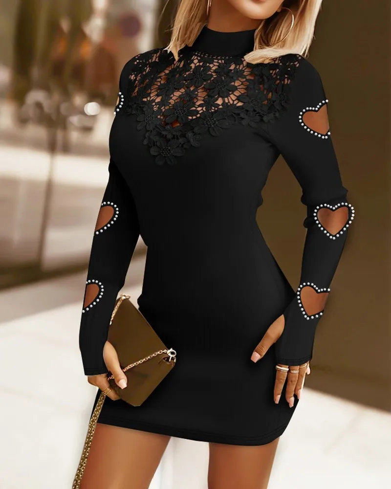 Beaded Hollow Heart Lace Patch Bodycon Dress Women's Sexy Elegant Fashion Dress for Special Occasions
Beaded Hollow Heart Lace Patch Bodycon Dress Women's Sexy Elegant Fashion Dress for Special Occasions