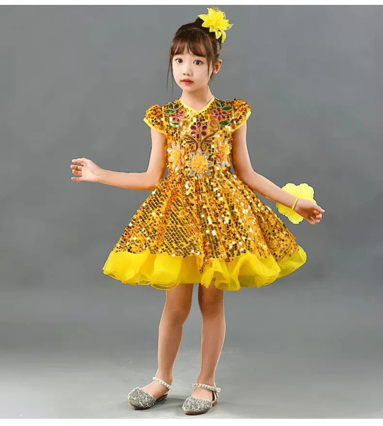 Modern dance dress girls Children Kids White yellow sequin Cheerleading costume Stage Performance Costumes dance costume girls
Modern dance dress girls Children Kids White yellow sequin Cheerleading costume Stage Performance Costumes dance costume girls