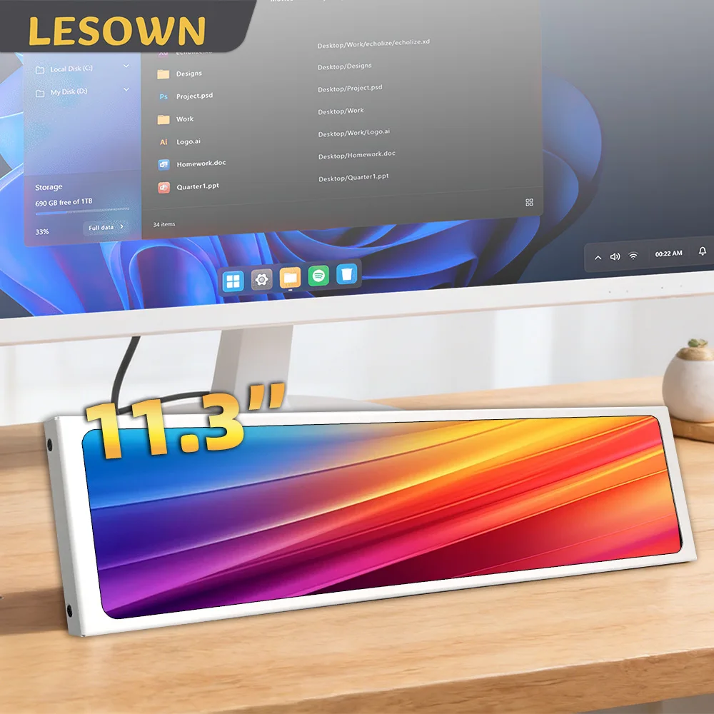 Монитор LESOWN 11.3" с ультрашироким соотношением сторон, вытянутый дисплей 440x1920, портативный внешний экран для ноутбука и ПК, дисплей Edge
Монитор LESOWN 11.3" с ультрашироким соотношением сторон, вытянутый дисплей 440x1920, портативный внешний экран для ноутбука и ПК, дисплей Edge