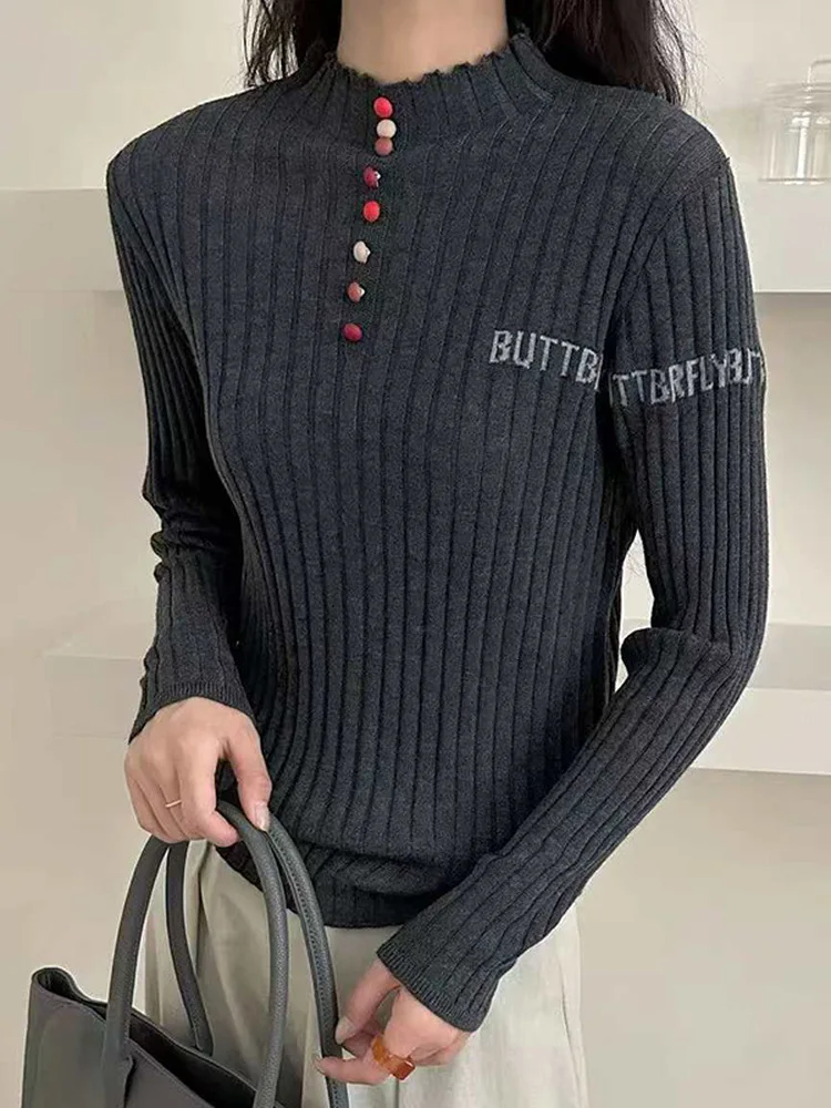 Повседневный вязаный свободный женский свитер с высоким воротником, в полоску, с буквенным принтом, осенне-зимний, новый, универсальный базовый топ
Повседневный вязаный свободный женский свитер с высоким воротником, в полоску, с буквенным принтом, осенне-зимний, новый, универсальный базовый топ