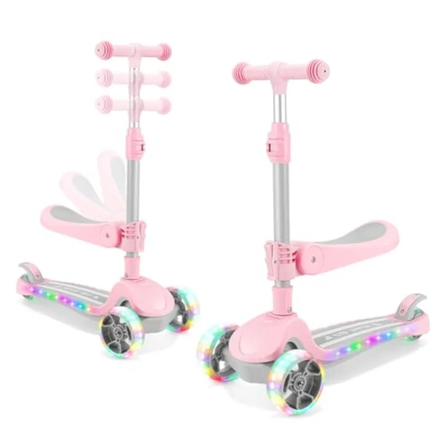 2 in 1 Scooter with Seat and LED Light-Up Wheels Adjustable Height from 2 to 8 Years Light Up Deck 3 Wheels Lean to Steer Durab
2 in 1 Scooter with Seat and LED Light-Up Wheels Adjustable Height from 2 to 8 Years Light Up Deck 3 Wheels Lean to Steer Durab