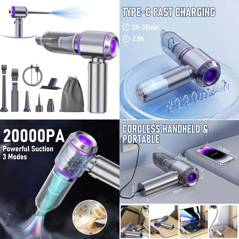 Автомобильный пылесос Портативный беспроводной 20000PA Высокомощный 4-в-1 Пылесос со сжатым воздухом, вентилятор и насос Ручной пылесос с бесщеточным
Автомобильный пылесос Портативный беспроводной 20000PA Высокомощный 4-в-1 Пылесос со сжатым воздухом, вентилятор и насос Ручной пылесос с бесщеточным