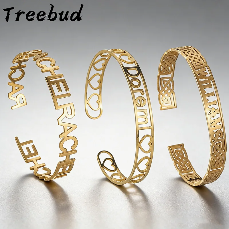 Treebud модный широкий браслет с индивидуальным именем 10 мм, индивидуальный открытый браслет из нержавеющей стали для женщин, ювелирные изделия, подарки
Treebud модный широкий браслет с индивидуальным именем 10 мм, индивидуальный открытый браслет из нержавеющей стали для женщин, ювелирные изделия, подарки