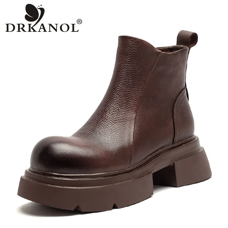 DRKANOL Trend Chunky Platform Ankle Boots For Women Big Toe Genuine Leather Thick Heel Zipper Retro Style Casual Short Boots
DRKANOL Trend Chunky Platform Ankle Boots For Women Big Toe Genuine Leather Thick Heel Zipper Retro Style Casual Short Boots