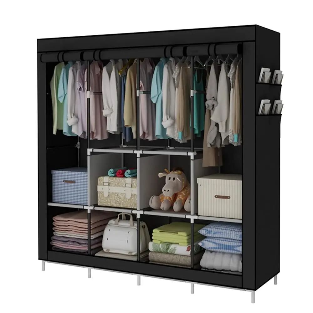 Portable Wardrobe Clothing Wardrobe Shelves Clothes Storage Organiser With 4 Hanging Rail,Black
Portable Wardrobe Clothing Wardrobe Shelves Clothes Storage Organiser With 4 Hanging Rail,Black