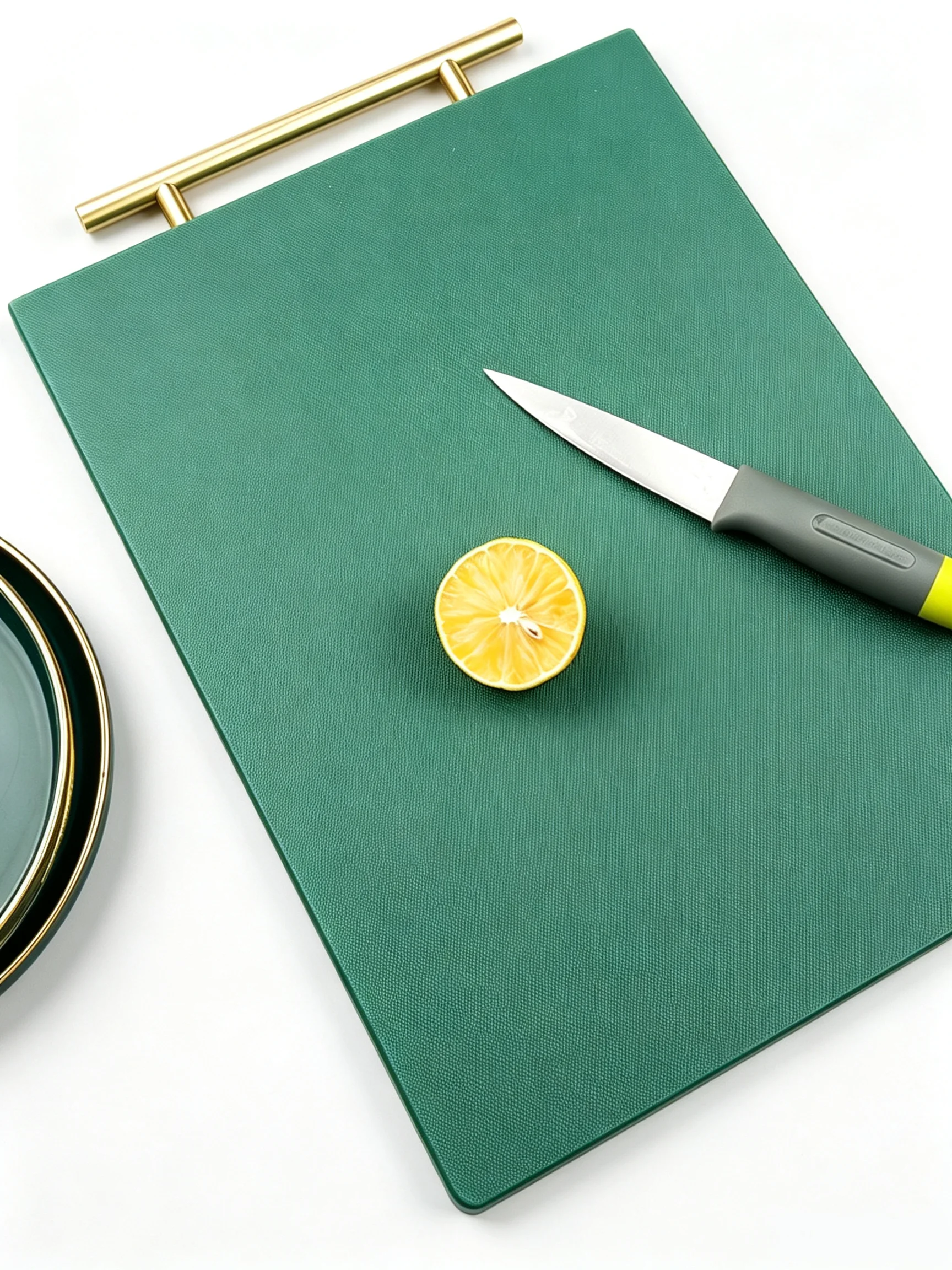 Nordic Green PE Cutting Board with Gold Handle, Double Sided High Hardness Chopping Block Dishwasher Safe Non Slip Kitchen Board
Nordic Green PE Cutting Board with Gold Handle, Double Sided High Hardness Chopping Block Dishwasher Safe Non Slip Kitchen Board