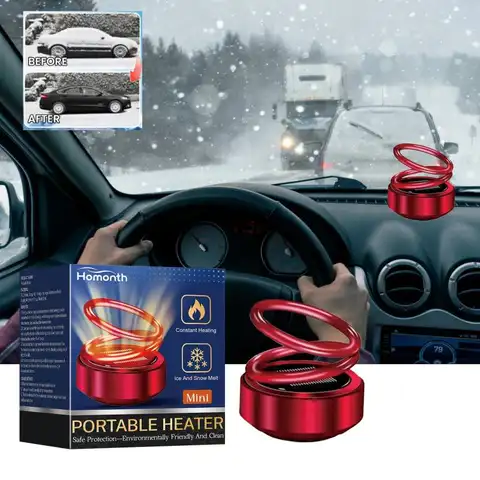 New Portable Hot Molecule Mini Heater Windshield Defroster Winter Solar Powered Dual Ring Home Car Interior Snow Ice Remover