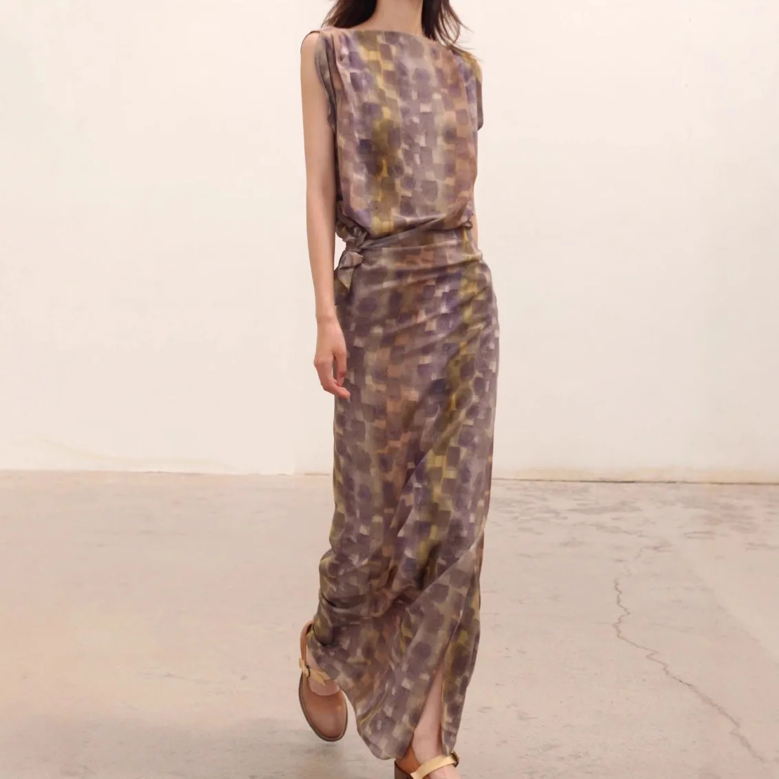 Withered Back Exposed One Collar Wrap Patchwork Tie Waist Cinching Curve Long Dress Party Dresses Vestidos Women's Dress
Withered Back Exposed One Collar Wrap Patchwork Tie Waist Cinching Curve Long Dress Party Dresses Vestidos Women's Dress
