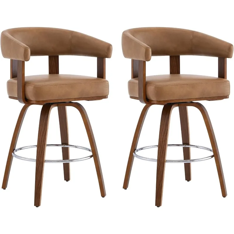 CHITA Swivel Counter Height Barstools Set of 2, FSC Certified Faux Leather Upholstered Bar Stools with Back and Armrest
CHITA Swivel Counter Height Barstools Set of 2, FSC Certified Faux Leather Upholstered Bar Stools with Back and Armrest