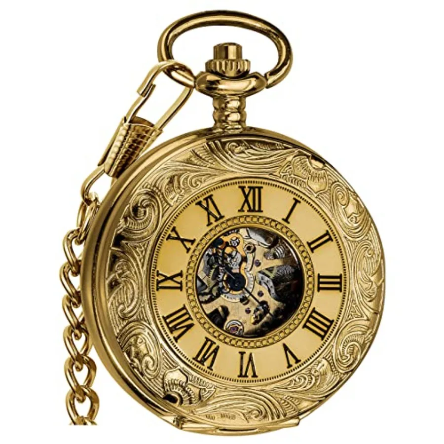 VIGOROSO Vintage Hand Wind Up Pocket Watches for Men, Mechanical Pocket Watch with Chain, Mens Skeleton Pocketwatch
VIGOROSO Vintage Hand Wind Up Pocket Watches for Men, Mechanical Pocket Watch with Chain, Mens Skeleton Pocketwatch