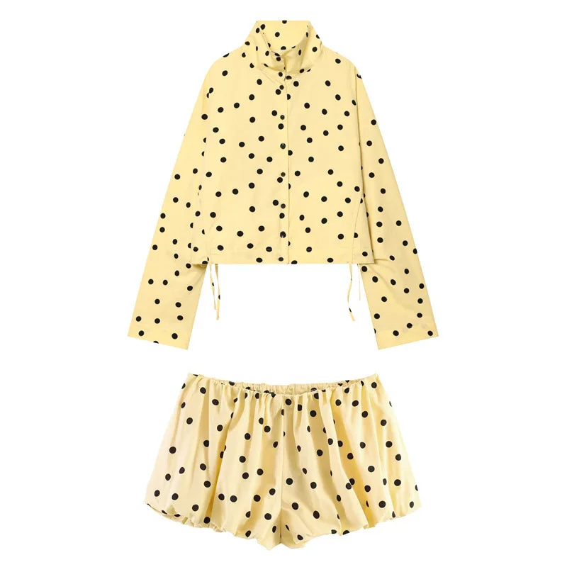 Dave&Di New European And American Style Women's Fashionable Casual Loose Polka Dot Pleated Jacket Shorts Set
Dave&Di New European And American Style Women's Fashionable Casual Loose Polka Dot Pleated Jacket Shorts Set