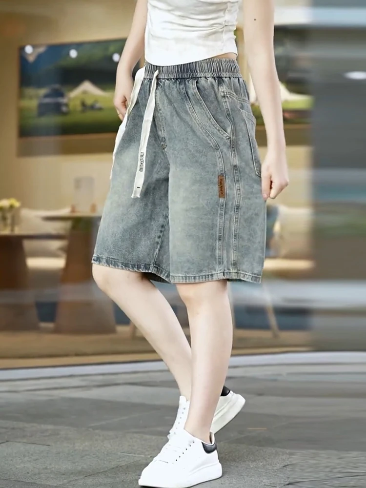 American Retro Men's Denim orts Trendy Loose Splicing Pants Korean Sle Casual Five-Point Jeans Youth Summer Wear
American Retro Men's Denim orts Trendy Loose Splicing Pants Korean Sle Casual Five-Point Jeans Youth Summer Wear