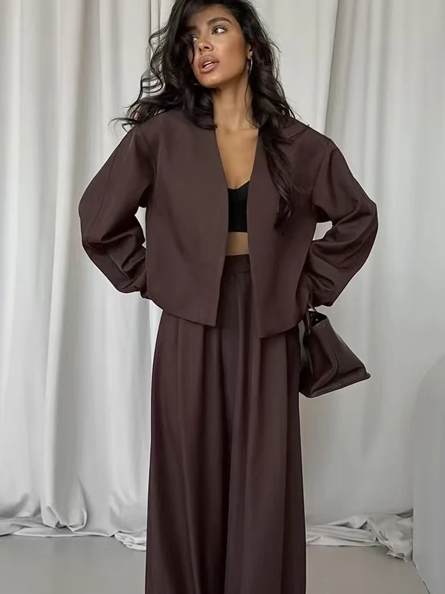 Faionable V-Ne Long Sve открытый кардиган, комплект из топа и брюк, однотонные широкие брюки с высокой талией, осенняя одежда для женщин
Faionable V-Ne Long Sve открытый кардиган, комплект из топа и брюк, однотонные широкие брюки с высокой талией, осенняя одежда для женщин