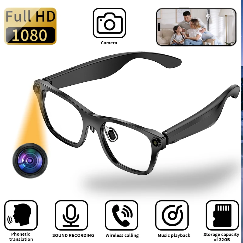 Smart Camera Glasses 2000W 1080P HD Shooting Video AI Voice Recording Translation Headset AI Object Recognition Smart Eyeglasses
Smart Camera Glasses 2000W 1080P HD Shooting Video AI Voice Recording Translation Headset AI Object Recognition Smart Eyeglasses